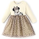 Disney Frozen Elsa Princess Cinderella Ariel Jasmine Rapunzel Baby/Toddler Dress, Ruffle Long-Sleeve Mesh Overlay Tulle Dress