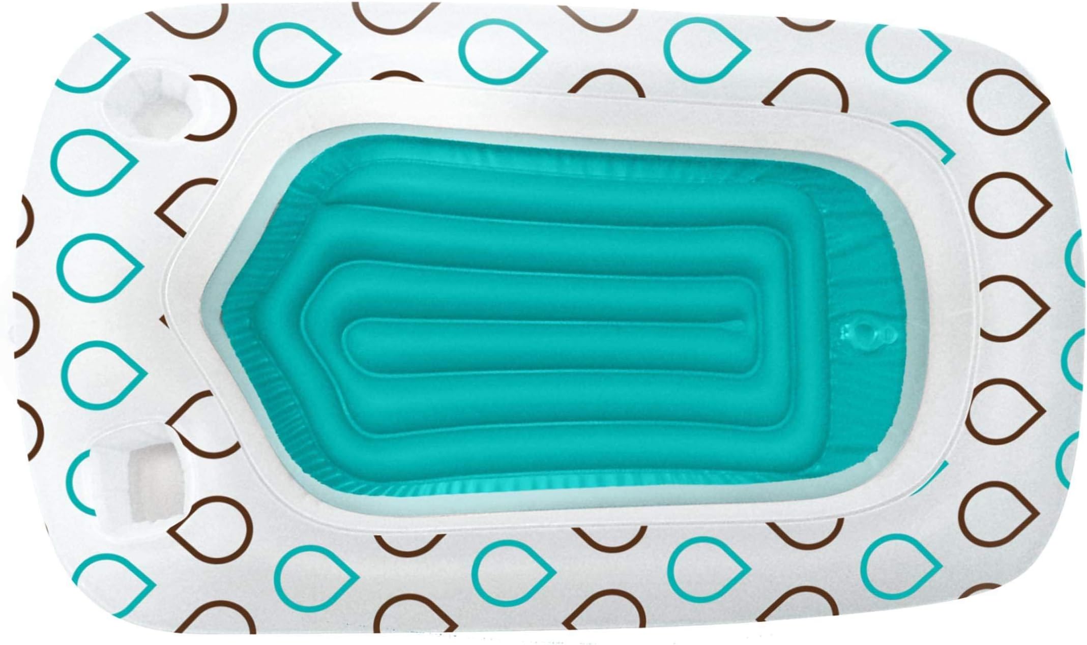 The Shrunks Inflatable Spacious Bath Tub with Headrest and Pockets | 81001-bubbles, Teal/White