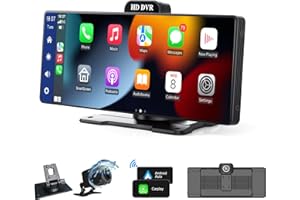 SUNITEC Wireless Apple Carplay Screen for Car, 10 Android Auto Screen with 2K Dash Cam 1080p Backup Camera,GPS Navigation System for Vehicle,Support Mirror Link Bluetooth FM Radio