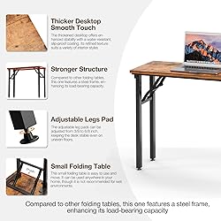 TEMI Small Computer Desk Folding Table