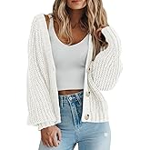 ATHMILE Women's Chunky Cardigan Sweaters Long Sleeve Button Loose Short Outerwear Coats Open Front Fall Clothes