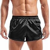 AMY COULEE Mens Satin Shorts Silk Boxers Sexy Split Side Lounge Shorts 3 Inch Pajama Bottoms