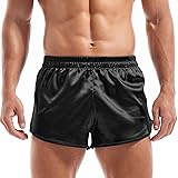 AMY COULEE Mens Satin Shorts Silk Boxers Sexy Split
