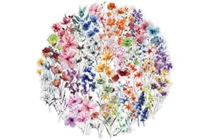50 pcs Flower Themed Waterproof Stickers for Scrapbooking, Self-Adhesive Scrapbooking Stickers Supplies Journal Stuffers for 