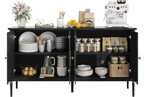 59" w Buffet Cabinet with Storage, Kitchen Storage Cabinet Wood Console Table Coffee Bar Accent Cabinets for Living Room Dini