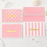 Crisky 3 Assortment Gold Foil Wavy Pink Thank You Cards with Envelopes (50 Pack) for Birthday, Baby Shower, Bridal Shower, Wedding, Graduation