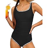 CRISONE Girl Swimsuit One Piece Bathing Suit for Girls Contrast Trim Adjustable Straps Modest Girls' Swimwear 9-16Y