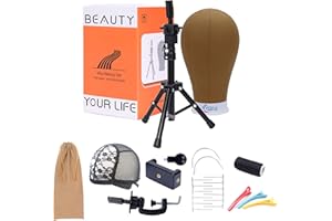 EERYA Wig Stand, 22 Inch Brown Wig Head Stand With Mannequin Head, Wig Stand Tripod With Head, Wig Head Stand for Wigs Styling Making Displaying, Wig Mannequin Head with Stand Set(22 inch, Brown)