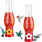ORIENTOOLS Hummingbird Feeder 2Pack, Mini Hanging Flower Bird Feeders for Outdoors with 2 Window Mount Suction Cup Accessories, 1 Connector, 3.4 oz/Pc