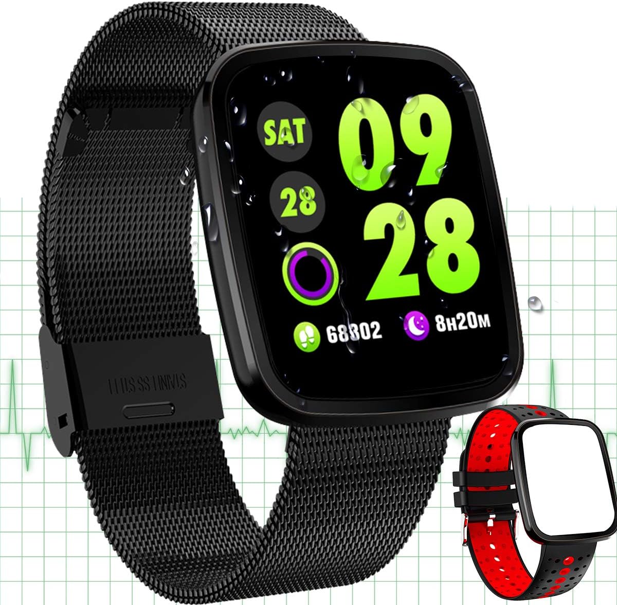 Fitness Tracker Smart Watch for Men Women - Waterproof Smart Watch with Heart Rate Blood Pressure Monitor, Activity Tracker Watch with Pedometer Calorie Music Control Birthday Holiday Fashion Gift