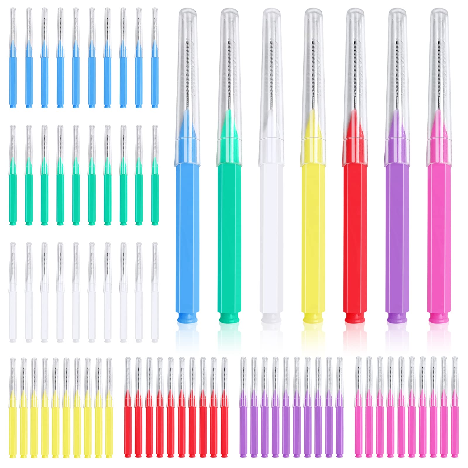 Obidodi 70 Pieces Interdental Brushes, Toothpicks Tooth Flossing Head, Dental Floss Stick Oral Dental Hygiene Brush, Mini Teeth Cleaner Cleaning Gaps Between Teeth