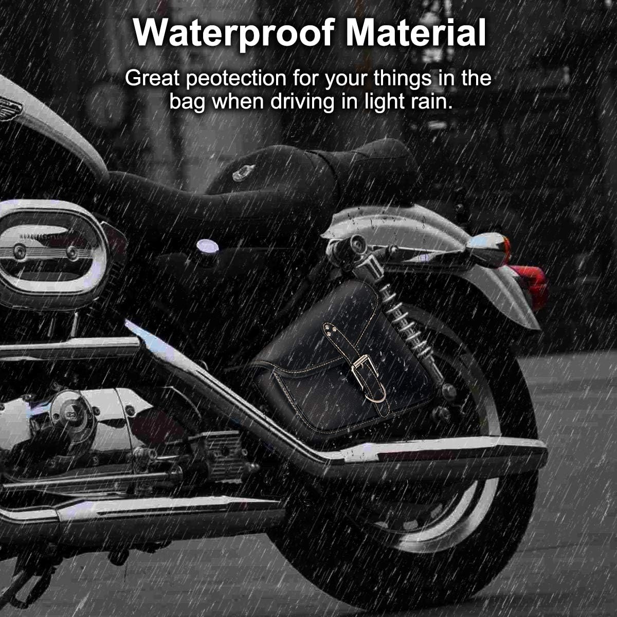 Motorcycle Tool Bag Saddlebags with PU Leather Metal Buckle Black Swing Arm Bag For Sportster XL 883 1200 Night Rod Special Honda shadow Yamaha: Automotive