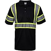 L&M® Hi Vis T Shirt Polo Shirt ANSI Class 3 Reflective Safety Lime Orange Black Short Long Sleeve HIGH Visibility