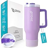ZITRÜS 40 oz Tumbler with Handle and Straw | Leak Proof Insulated Stainless Steel Water Bottle Travel Mug Fits in Cup Holder | Keeps Cold Hot | Gifts for Women Men Him Her (Violet, 40 oz)