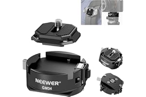 NEEWER GM34 Camera Quick Release Plate Kit, Quick Switch Auto Lock Square QR Mount Plate with Arca Type Clamp Base, Compatibl