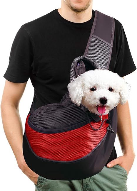 Transportín para Perros, Bolsa Bandolera de Transporte para Llevar Perrito Gatito Mascota Pequeño Correa de Hombro Acolchada Ajustable Tote Bag con ...