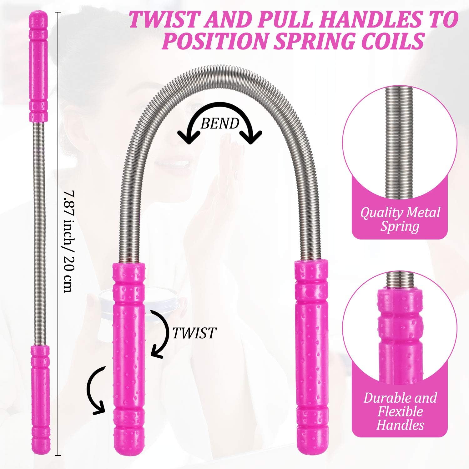 2 Pieces Spring Facial Hair Remover Manual Epilator Spring Face Hair Roller Threading Epilator Tools for Face Hair Removing Supply - Image 3