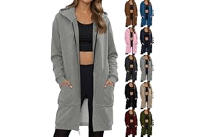 SdGgsgv Long Hoodies for Women Zip Up Sherpa Fleece Knee Length Tunic Sweatshirts Oversized Fuzzy Cozy Soft Warm Winter Coats