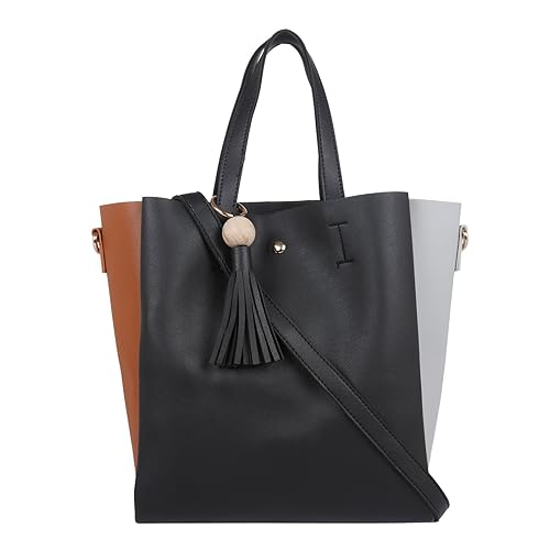 Fur Jaden Black Tote Handbag for Women with Sling Strap