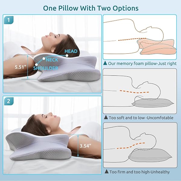 DONAMA CERVICAL PILLOW FOR NECK AND SHOULDER,CONTOUR MEMORY FOAM PILLOW,ERGONOMIC NECK SUPPORT PILLOW FOR SIDE BACK STOMACH SLEEPERS WITH PILLOWCASE
