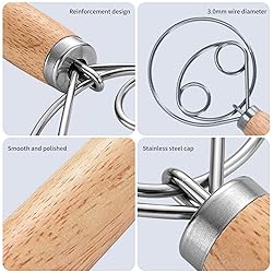 Danish Dough Whisk Sets,Wooden Handle Mixer Bread