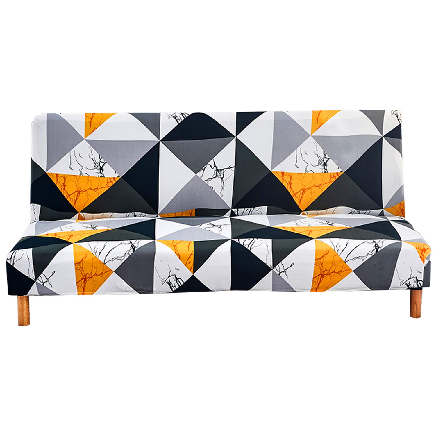 Mingfuxin Armless Sofa Bed Cover, Spandex Stretch Futon Slipcover Protector, Non-Slip Elastic Folding Couch Sofa Shield Fits for 2-3 Seater Folding Sofa Bed without Armrests (Printed #3026)