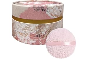 Qopoto Powder Puff, Large 6'' Body Powder Puff for Dusting Powder, Women Powder Puff with Storage Container for Bath, Body Powder Applicator and Oversize Powder Puffs (Charming Pink)