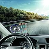 5.5'' HUD Head Display Multi-Color Windshield Screen Projector Vehicle Speed, Vehicle Hud Overspeed Alarm, Display Km/h MPH, OBDII/EUOBD Interface Plug Hud Display Car