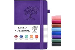 PERCUN Lined Journal Notebook for Men & Women, 160 Pages College Ruled Journal for Writing, A5 Hardcover Leather Notebooks for Work, School, Business, Travel, Daily Diary 5.9" x 8.5" (Purple)