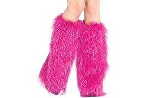 FHQHTH Fuzzy Faux Fur Leg Warmers Fur Heels Long Boots Cuff Cover has Elasticity One Pair Dionysia Boot cover Carnival 18"