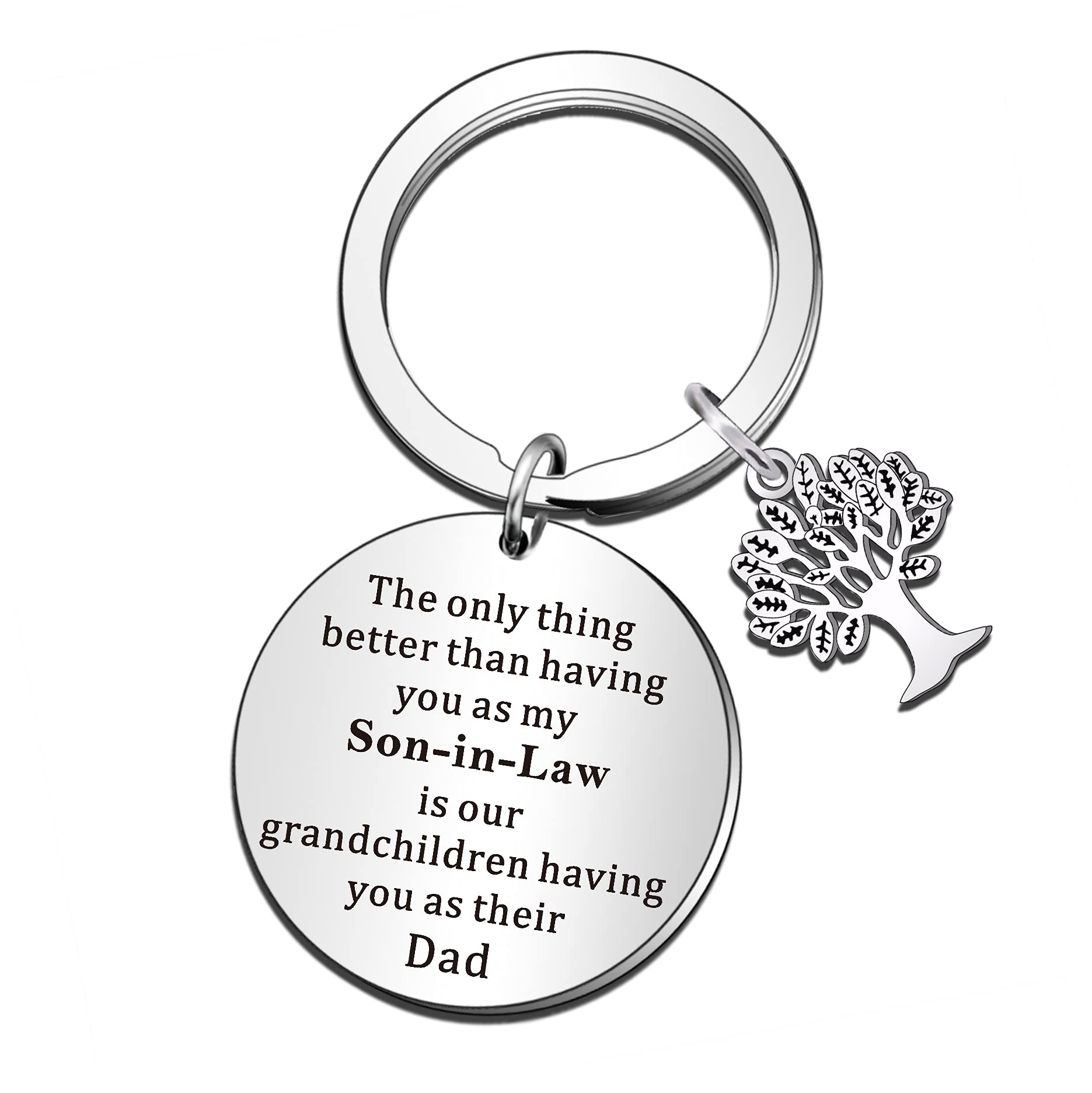 QMVMV Son-in-Law Keyring - The Only Thing Better Than Having You As Son-in-Law is Our Grandchildren Having You As Dad - Christmas, Birthday, Wedding Gift