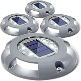 SIEDiNLAR Solar Deck Lights Outdoor LED Driveway Dock Lights, 4 Pack, White | Solar Powered Outdoor Waterproof Road Markers for Step Sidewalk Stair Garden Ground Pathway Yard