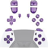 eXtremeRate Replacement Full Set Buttons Compatible with ps5 Edge Controller, Clear Atomic Purple D-pad Share Options Home Face Buttons R1 L1 R2 L2 Triggers Compatible with ps5 Edge Controller