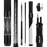 Glass Fiber Pool Cue Stick with Case Combo Set, 12.5mm Professional Pool Stick 58" Low Deflection Billiards Cue Stick 19 Oz Pool Cue Set for Men Adults Players