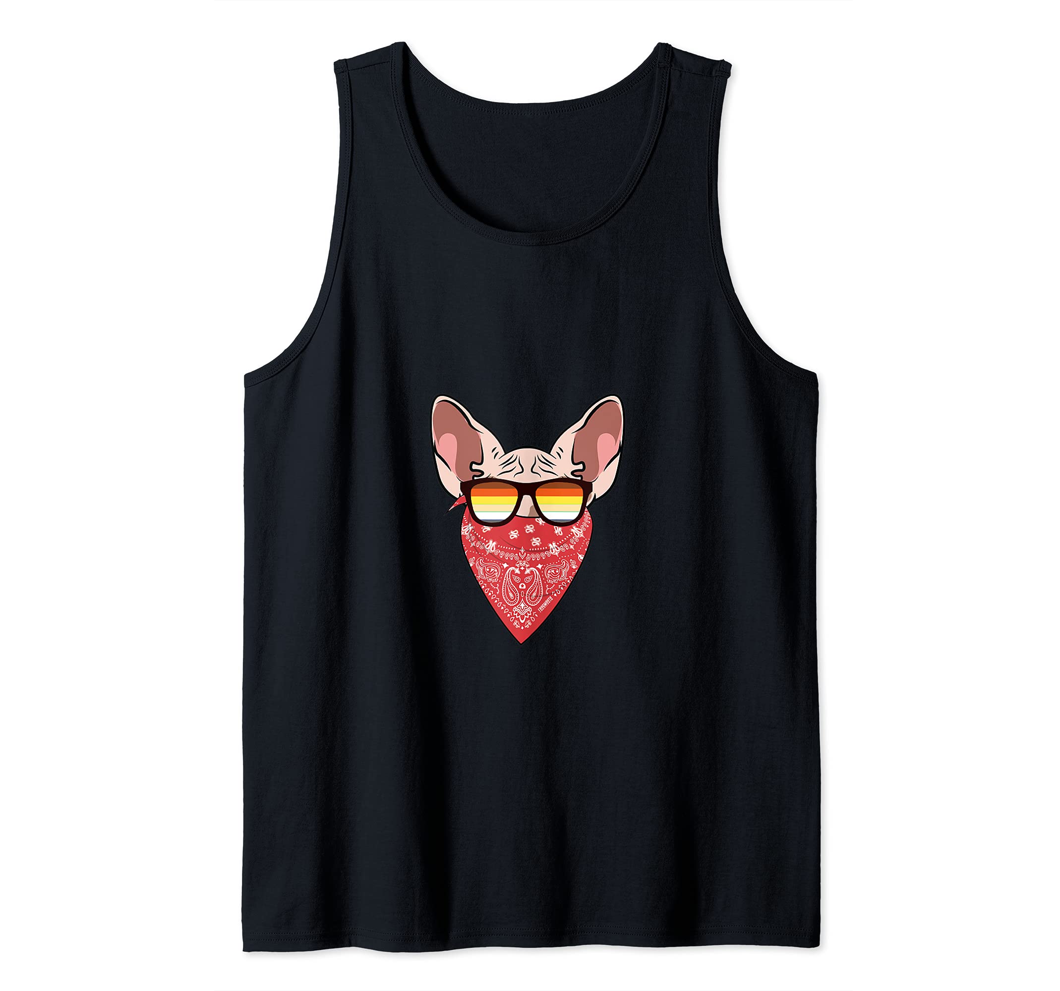 Funny Cute Sphynx Cat Cat In Red Bandana Tank Top