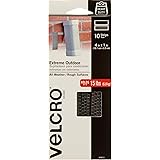 VELCRO Brand Outdoor Heavy Duty Strips | 4 x 1 Inch Pk of 10 | Holds 15 lbs | Titanium Extreme Hook and Loop Tape Industrial 