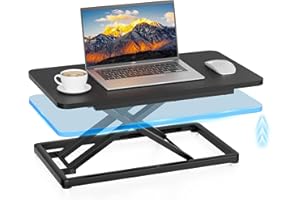 JKSMART 23.6" Standing Desk Converter with Stepless Adjustment, Ergonomic Sit Stand Riser for Laptop & Keyboard, Gas Spring Stand Up Desk Riser, Basic Single Platform Riser for Home Office, Black