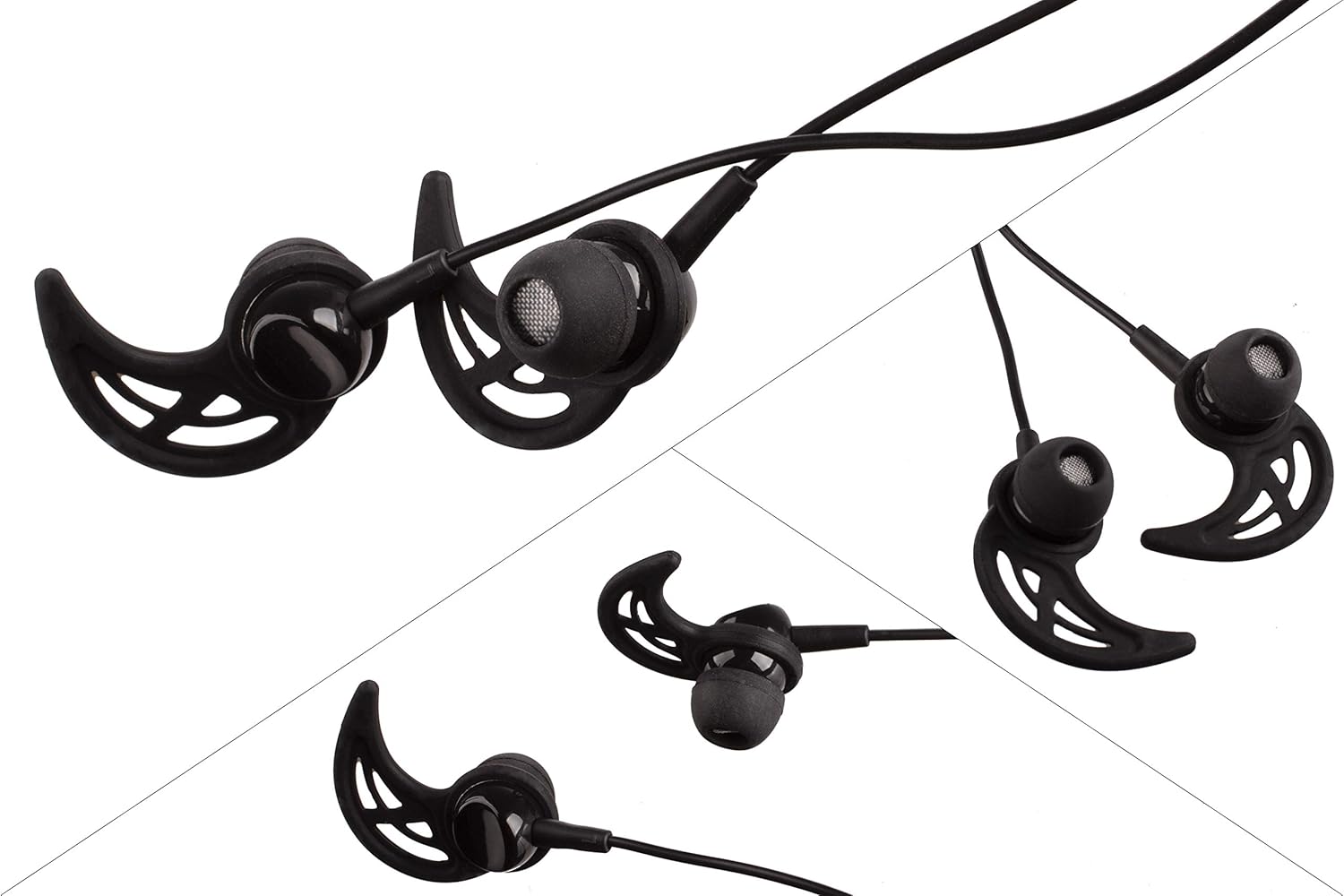 Xcessor 4 works (8 Pieces) Universal Silicone Earhooks. Earphone Accessory for Sports. Compatible with the most Popular In-Ear Headphones. Black - Image 4
