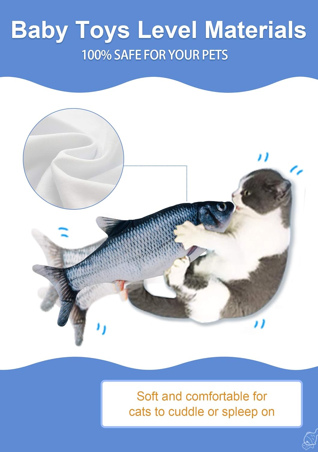 Potaroma Electric Moving Cat Kicker Fish Toy 10", Realistic Flopping Fish, Wiggle Fish Kitten Catnip Toy, Interactive Cat Toy : Pet Supplies