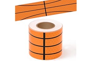 BeYumi Basketball Sport Border Trim - 65ft Back to School Basketball Patterned Straight Rolled Border Trim Orange Basketballs