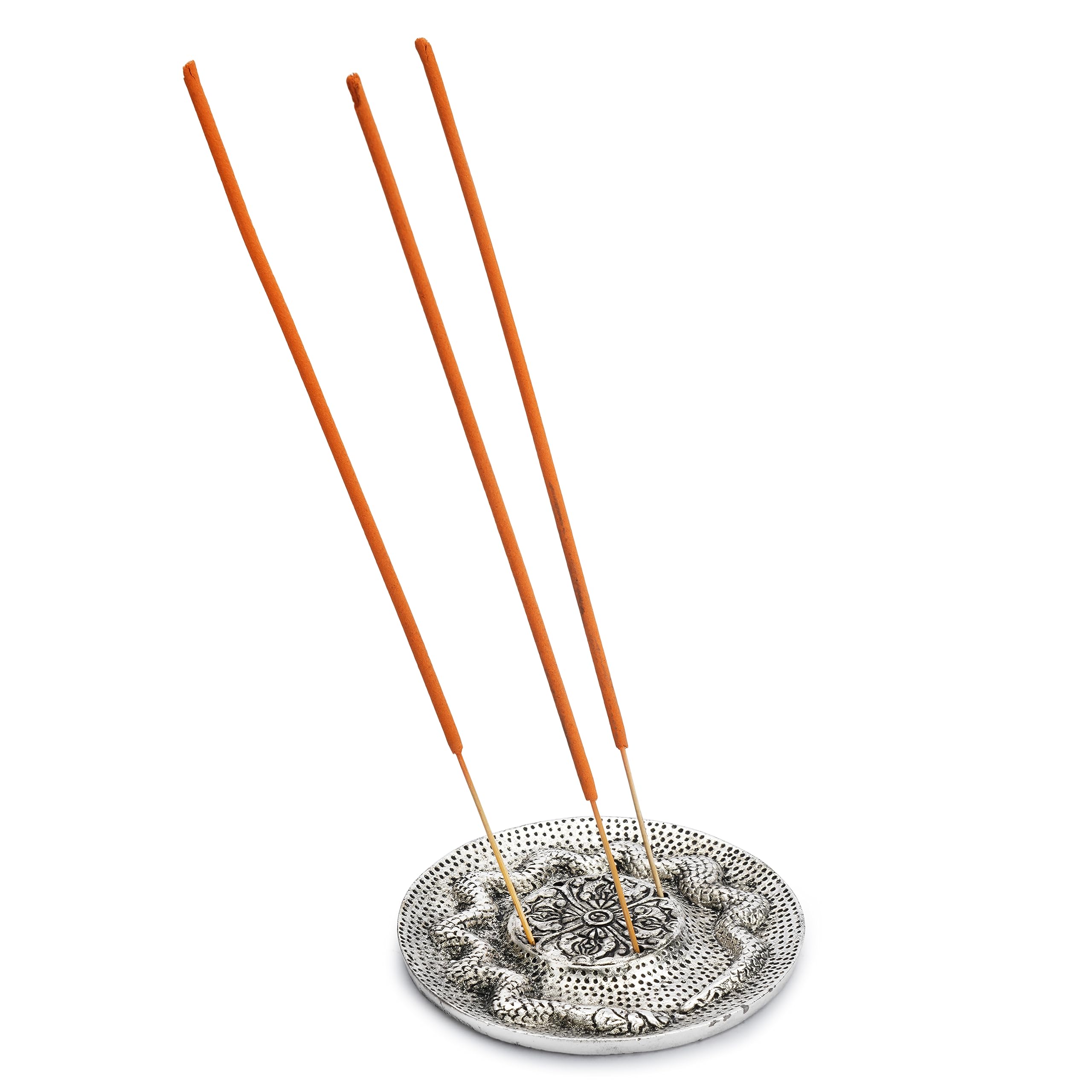Ajuny Aluminum Round Incense Sticks Holder Burner with Ash Catcher Tibetan Style Incense Holder Meditation Accessories Spiritual Home Decor Fragrance Gifts
