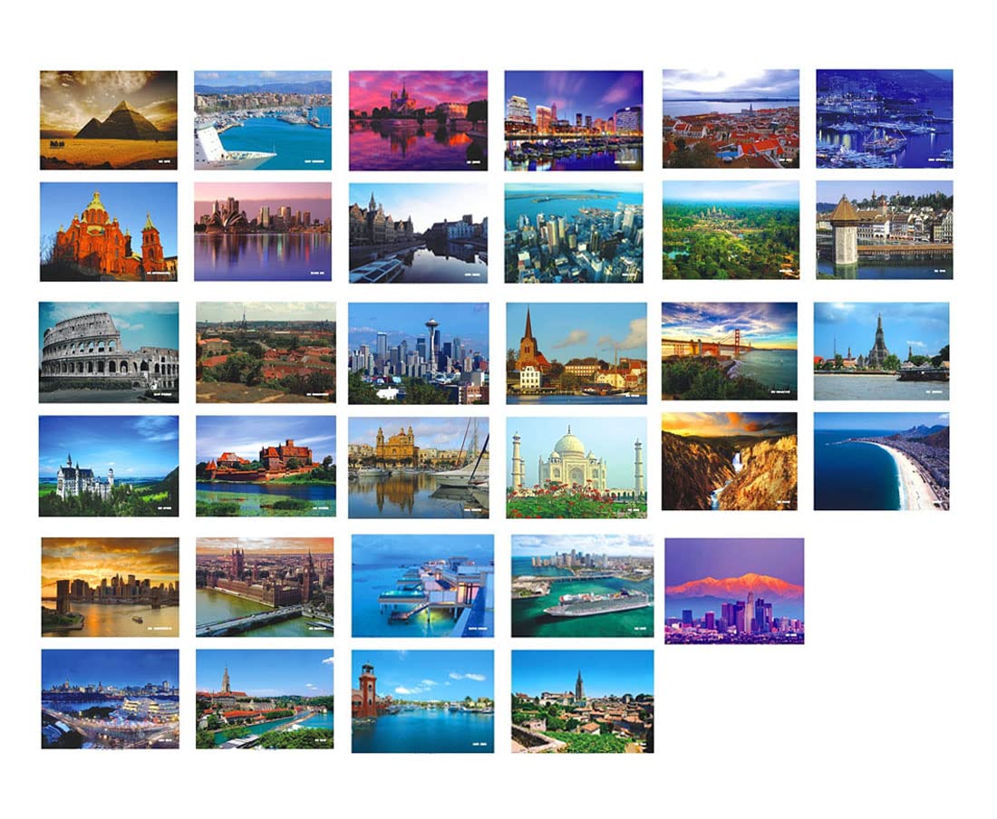 Fendawn Strive 33 PCS Beautiful World Travel Scenery Postcards, Artistic Retro Postcards, World Scenery