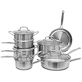 Cuisinart 12-Piece Classic Collection Stainless Steel Pots and Pans Set, Oven Safe to 400°F, Dishwasher Safe and Compatible w