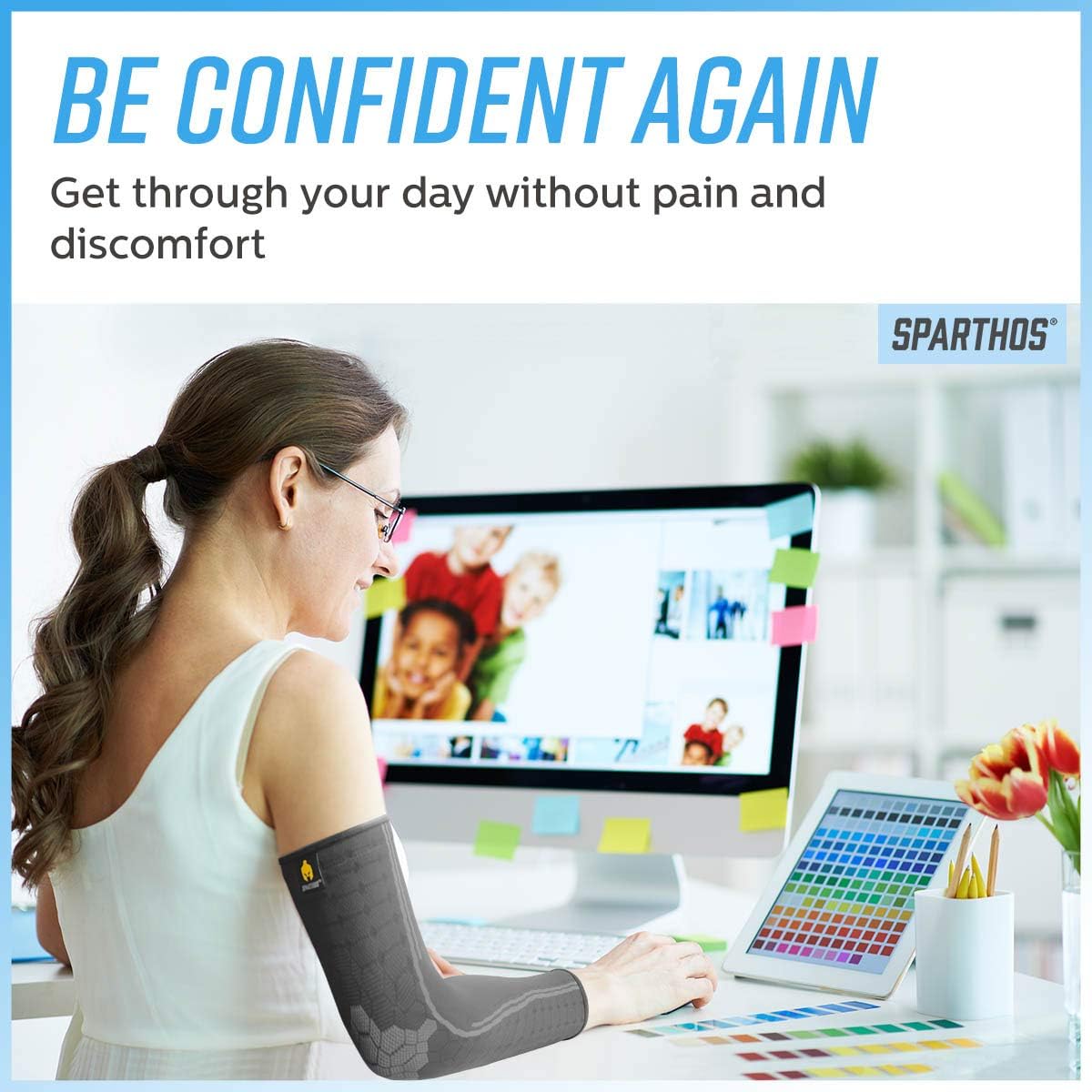 Sparthos Arm Compression Sleeves - Aid in Recovery and Support Active Lifestyle - Innovative Breathable Elastic Blend: Sports & Outdoors