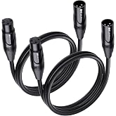 Cable Matters 2-Pack Premium XLR to XLR Cable, Microphone Cable, M-F, 3ft | Mic Cable, Male to Female, 21 AWG Oxygen-Free Copper (OFC), Black