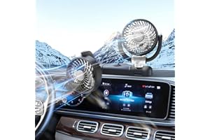 rainyanunite Car Fan 2024 New Portable Folding Fan 12V/24V Dual Head Brushless Motor 360° Rotation Strong Wind Air Circulation Fan for Sedan SUV RV Truck Cruise & Home Office Desktop (White-USB Plug)