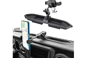 KAISHENGYUAN Metal Phone Mount for 2018 2019 2020 2021 2022 2023 Jeep Wrangler JL JLU & Gladiator JT, Multi-Mount Phone Holder Dash Tray System Kit with Adjustable Metal Arm Don't for Oil-Electric 4xe