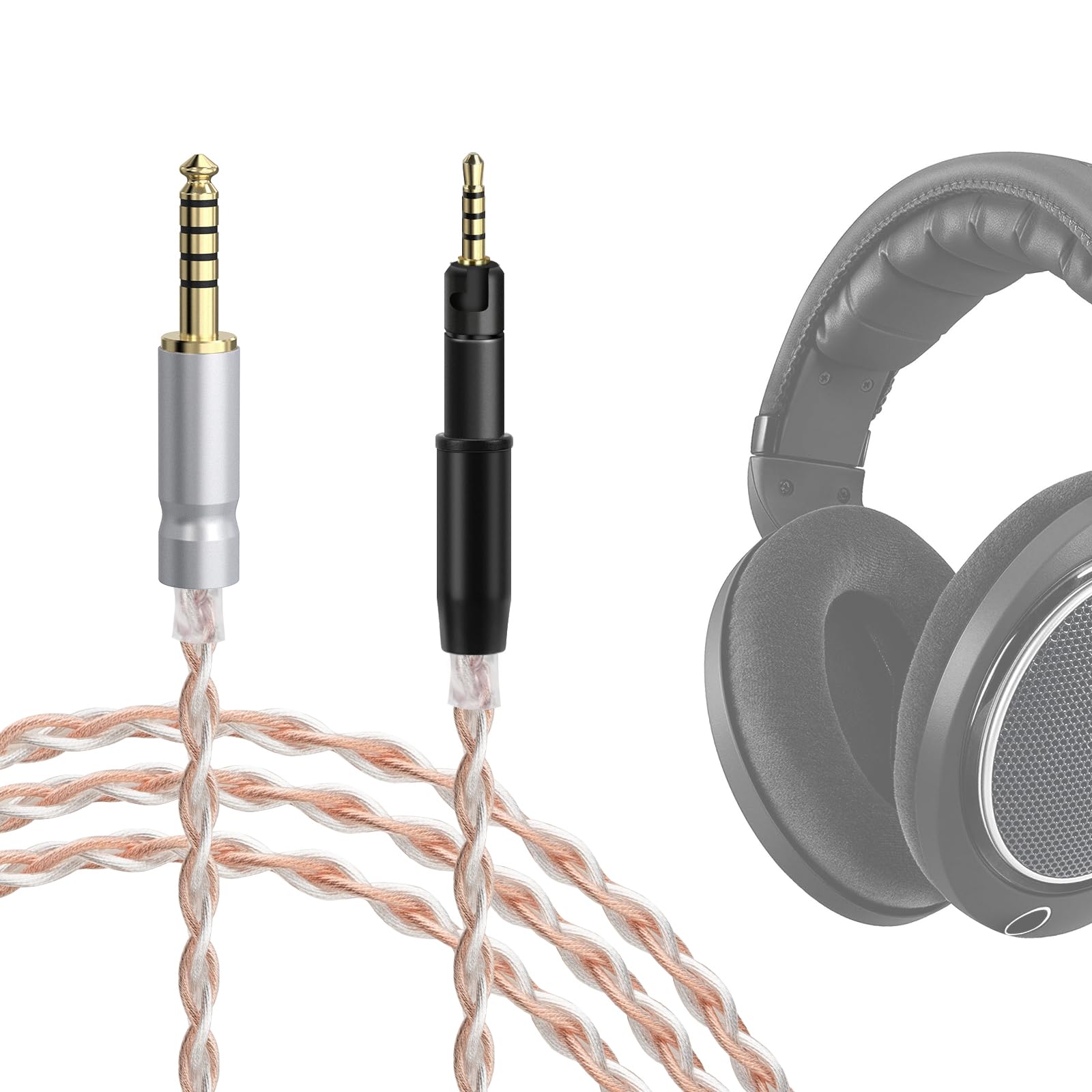 GEEKRIA Apollo Silver-Plated Upgrade Audio Cable Compatible with Sennheiser HD 620S/599/598/560S/400PRO/579/569/550/505 Headphones, 4.4mm to 2.5mm Replacement Cord (4 ft / 1.2 m)