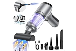 KOPIDOE Mini Handheld Car Vacuum Cleaner/Air Duster/Blower/Hand Pump, 18000 PA High Power Brushless Motor, Portable Keyboard Vacuum Cleaner with Multi-Nozzles for Home, Office, Computer(Silver)