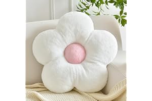 ZCNYCLAM Flower Pillows, Soft Flower Shaped Pillow with Home Decorative for Couch Chair Bed,Flower Floor Throw Pillows for Adults Bedroom Living Room (White, 15 Inches)
